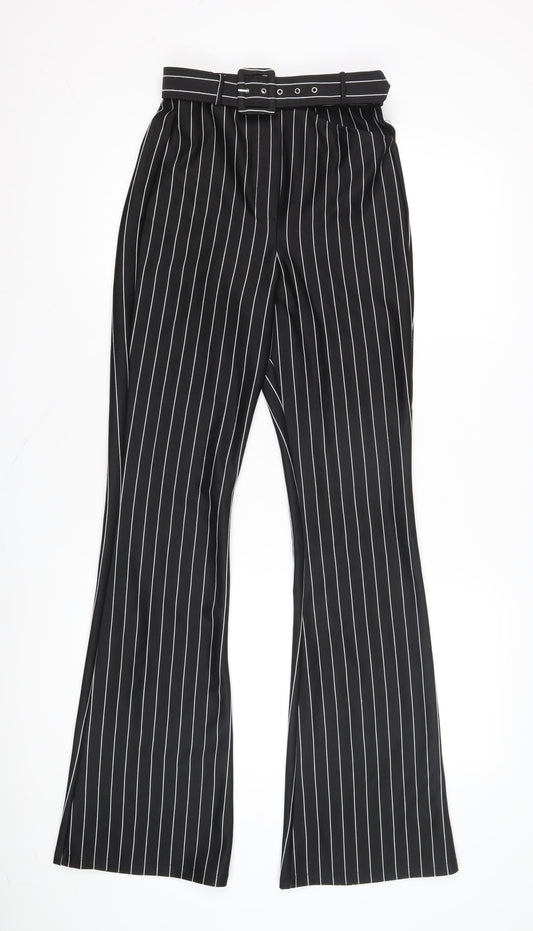 ASOS DESIGN Women's Black Striped Flared Trousers