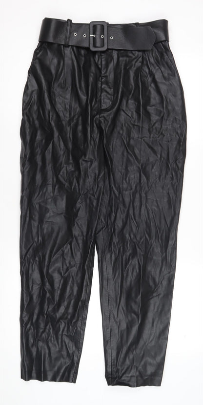 Womens UK Size M Zara Regular Fit Dress Pants Black Trousers
