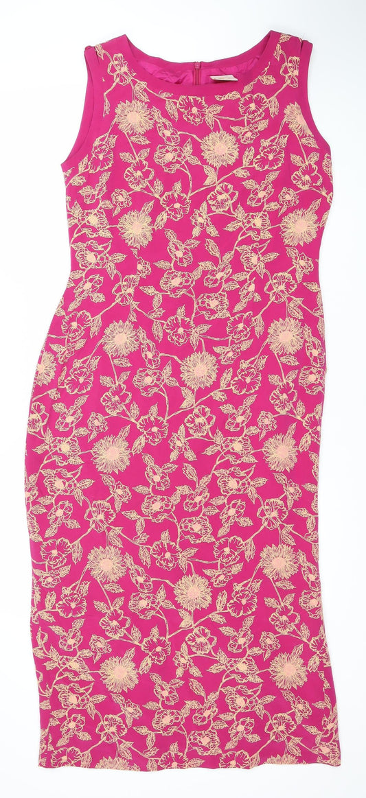 Country Casuals Women’s Pink Floral Silk Dress Size 10