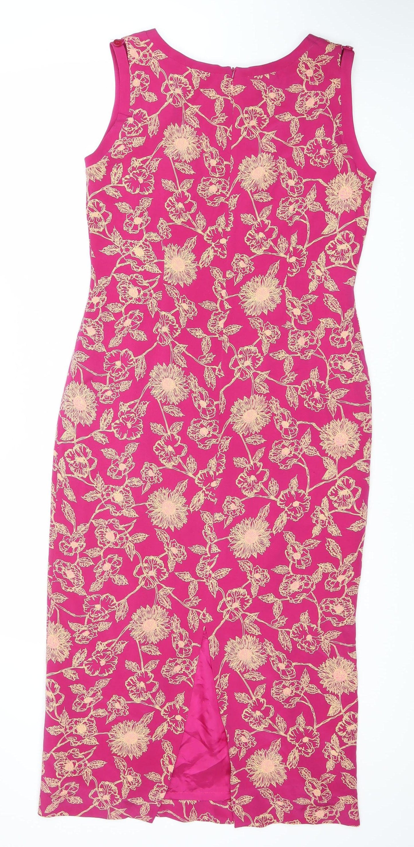Country Casuals Women’s Pink Floral Silk Dress Size 10