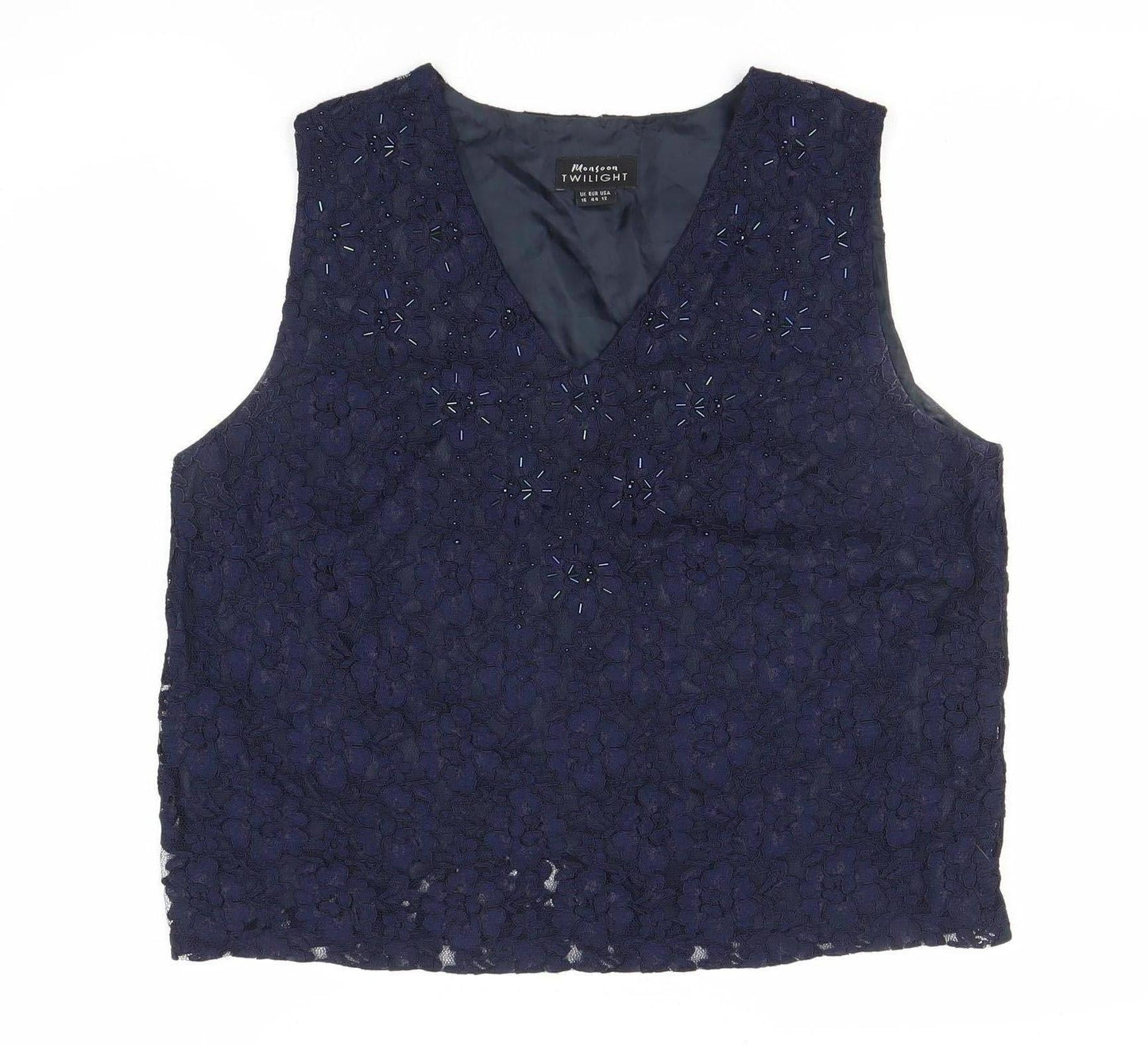 Womens UK Size 16 Monsoon Blue Basic Tank