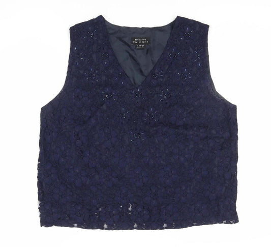 Womens UK Size 16 Monsoon Blue Basic Tank