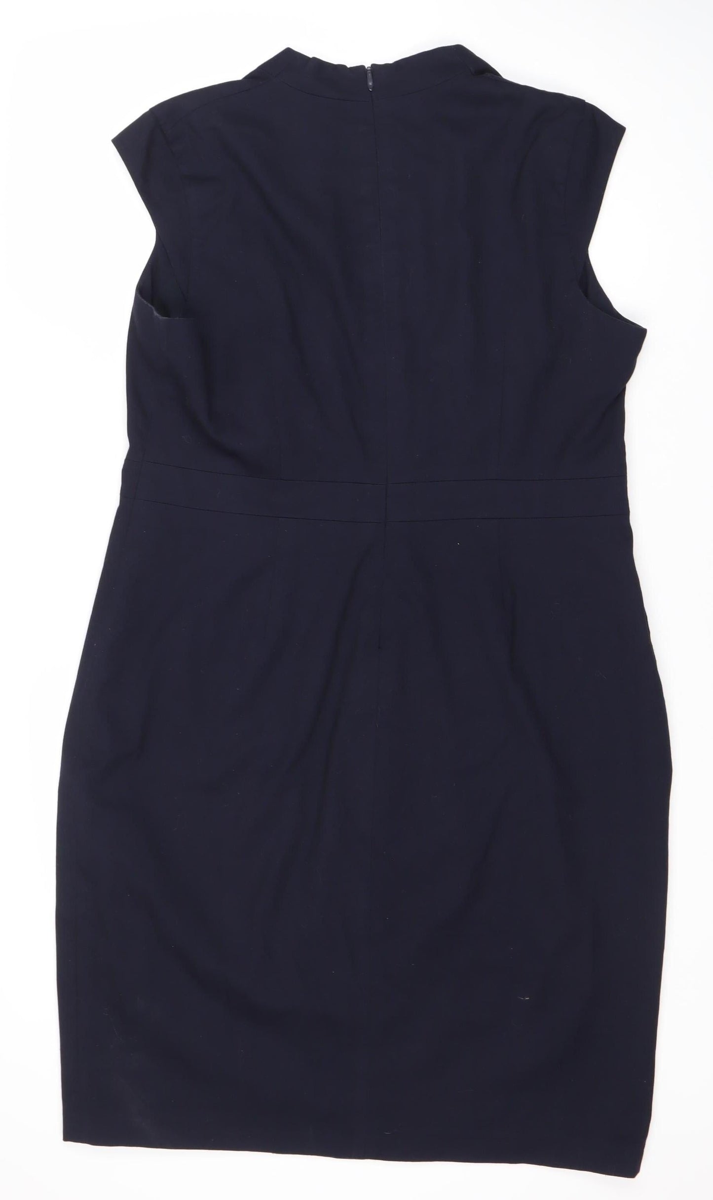 Next Women's Black Sheath Dress Size 16 Short Sleeve V-Neck