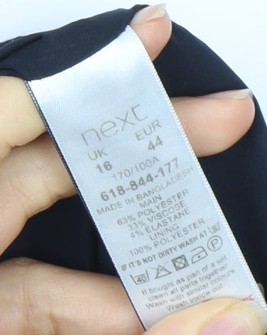 Next Women's Black Sheath Dress Size 16 Short Sleeve V-Neck