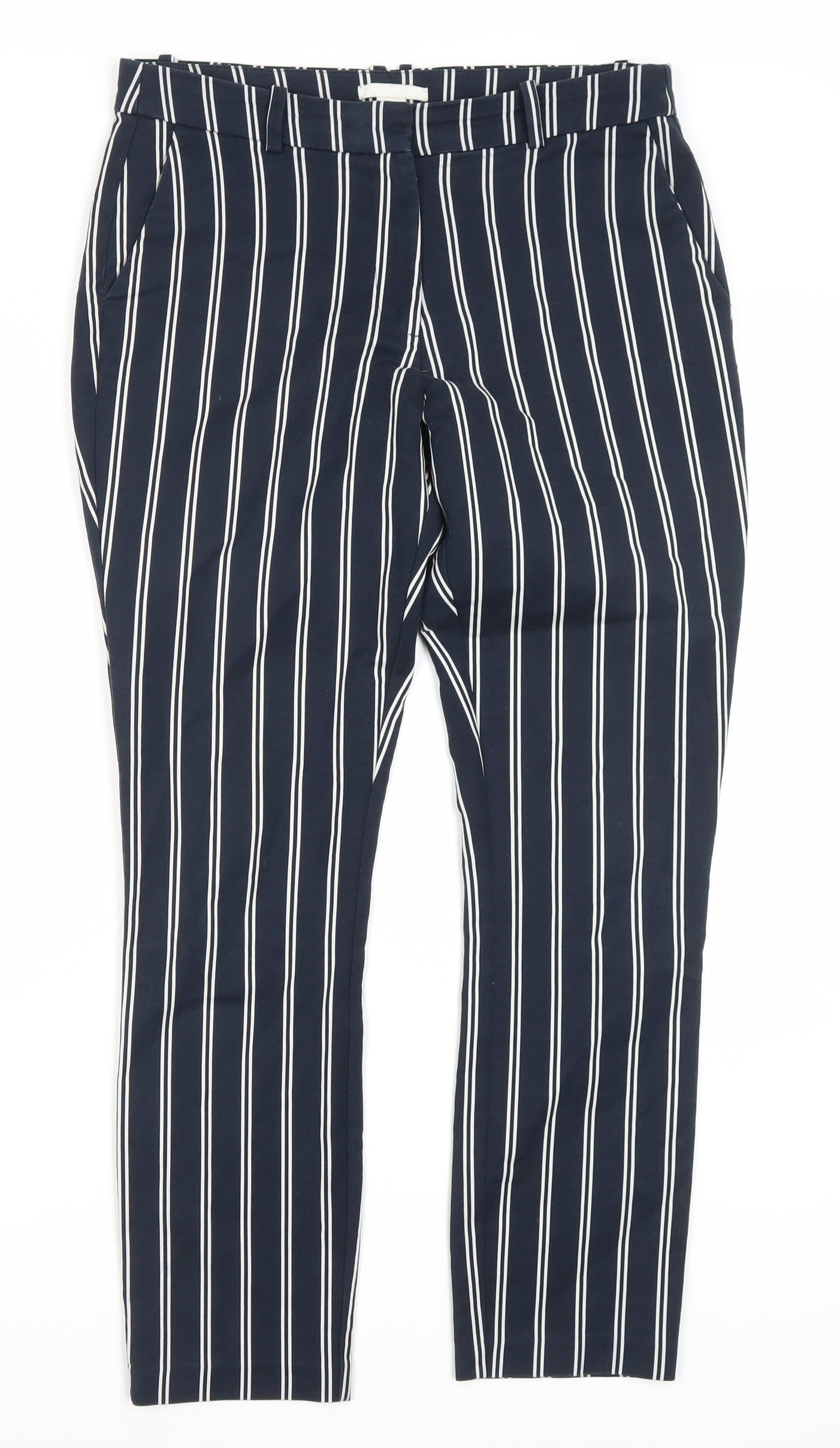 Womens UK Size 10 H&M Regular Fit Cropped Blue Trousers
