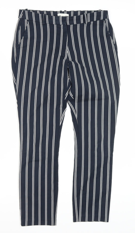 Womens UK Size 10 H&M Regular Fit Cropped Blue Trousers