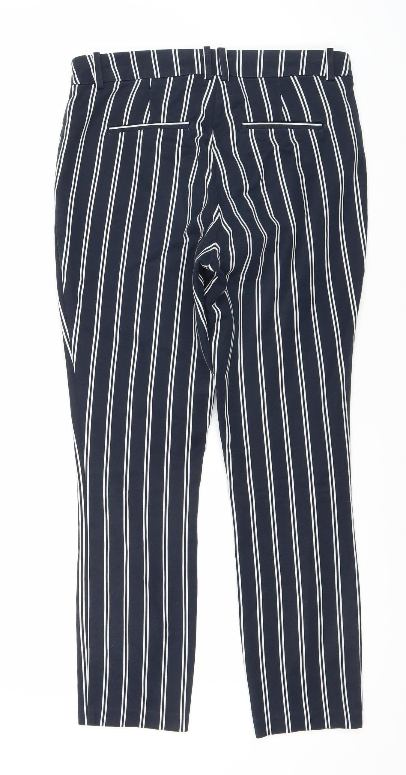 Womens UK Size 10 H&M Regular Fit Cropped Blue Trousers
