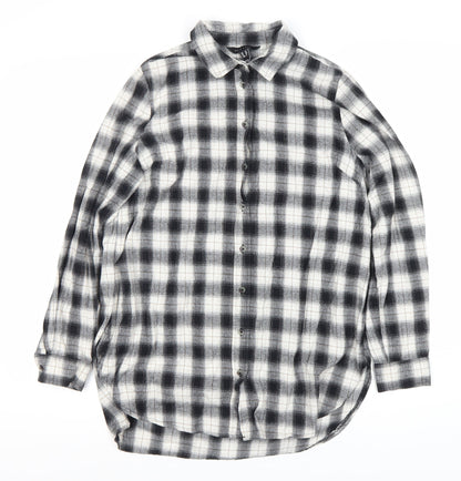 New Look Women's Black Plaid Button-Up Shirt Size 10