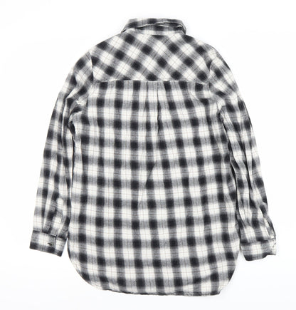 New Look Women's Black Plaid Button-Up Shirt Size 10