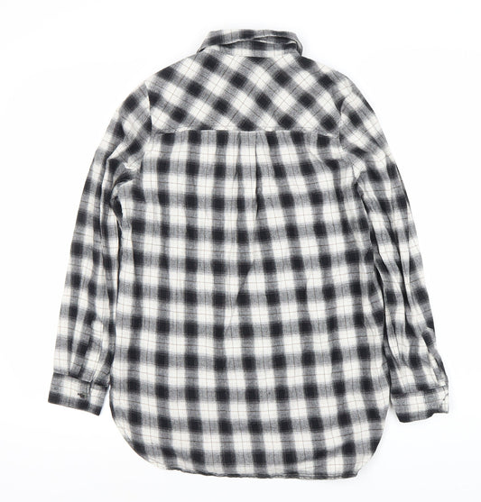 New Look Women's Black Plaid Button-Up Shirt Size 10