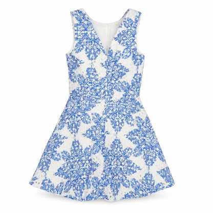 QUIZ Women's Blue White Geometric Dress Size 8