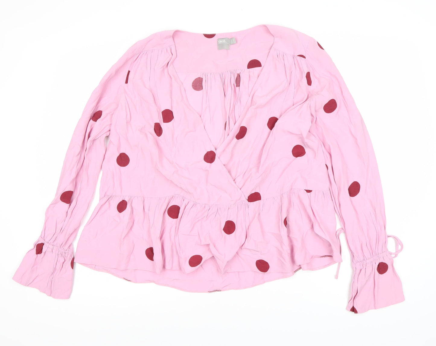 Womens UK Size 14 ASOS Pink Wrap Blouse