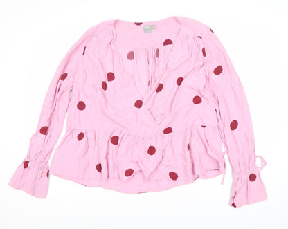 Womens UK Size 14 ASOS Pink Wrap Blouse
