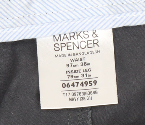 Marks & Spencer Men's Blue Trousers, Size 38