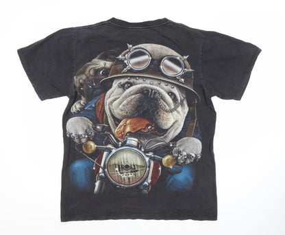 Thanabat Men's Black M Biker Bulldog Graphic T-Shirt