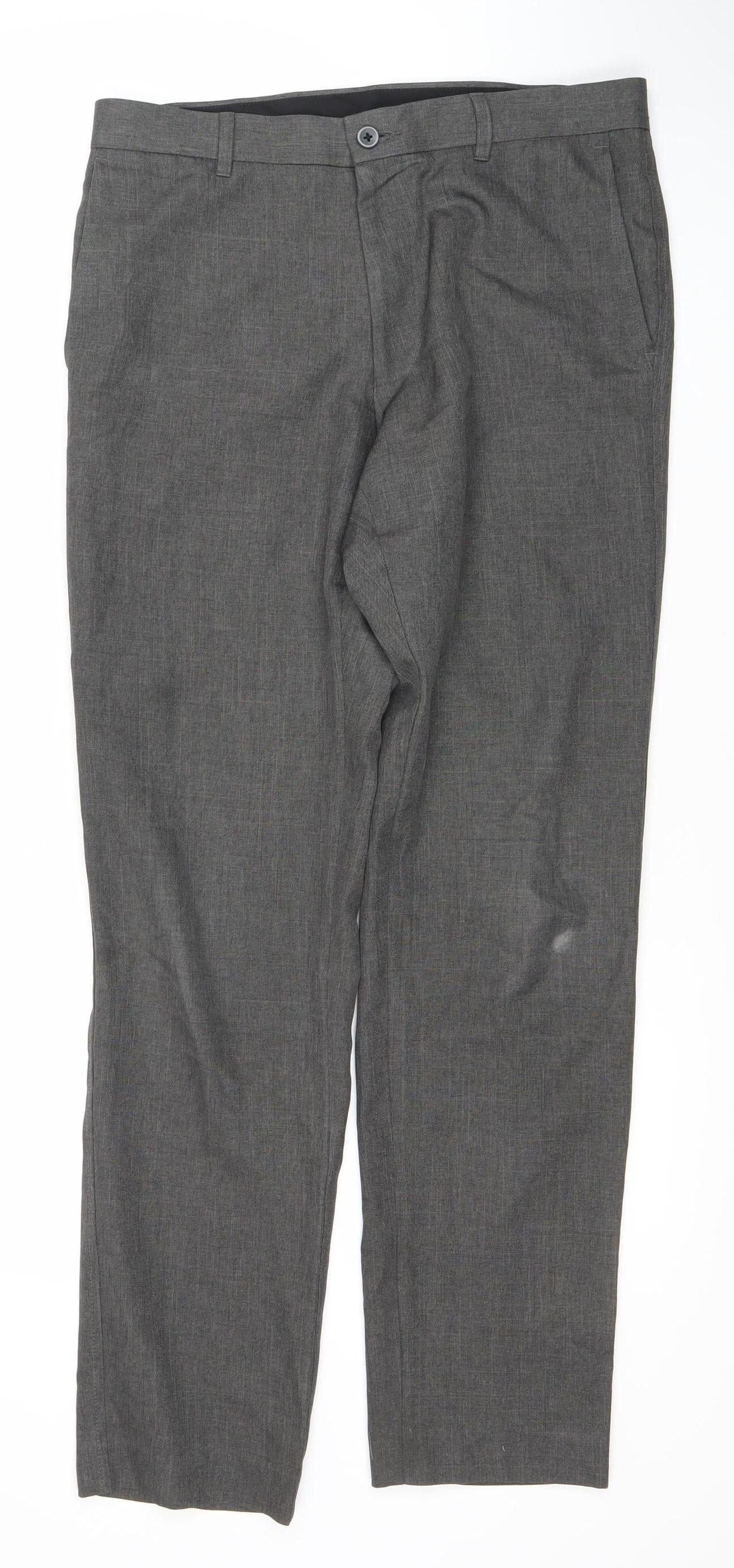 Marks & Spencer Men's Grey Slim Trousers 30W 31L