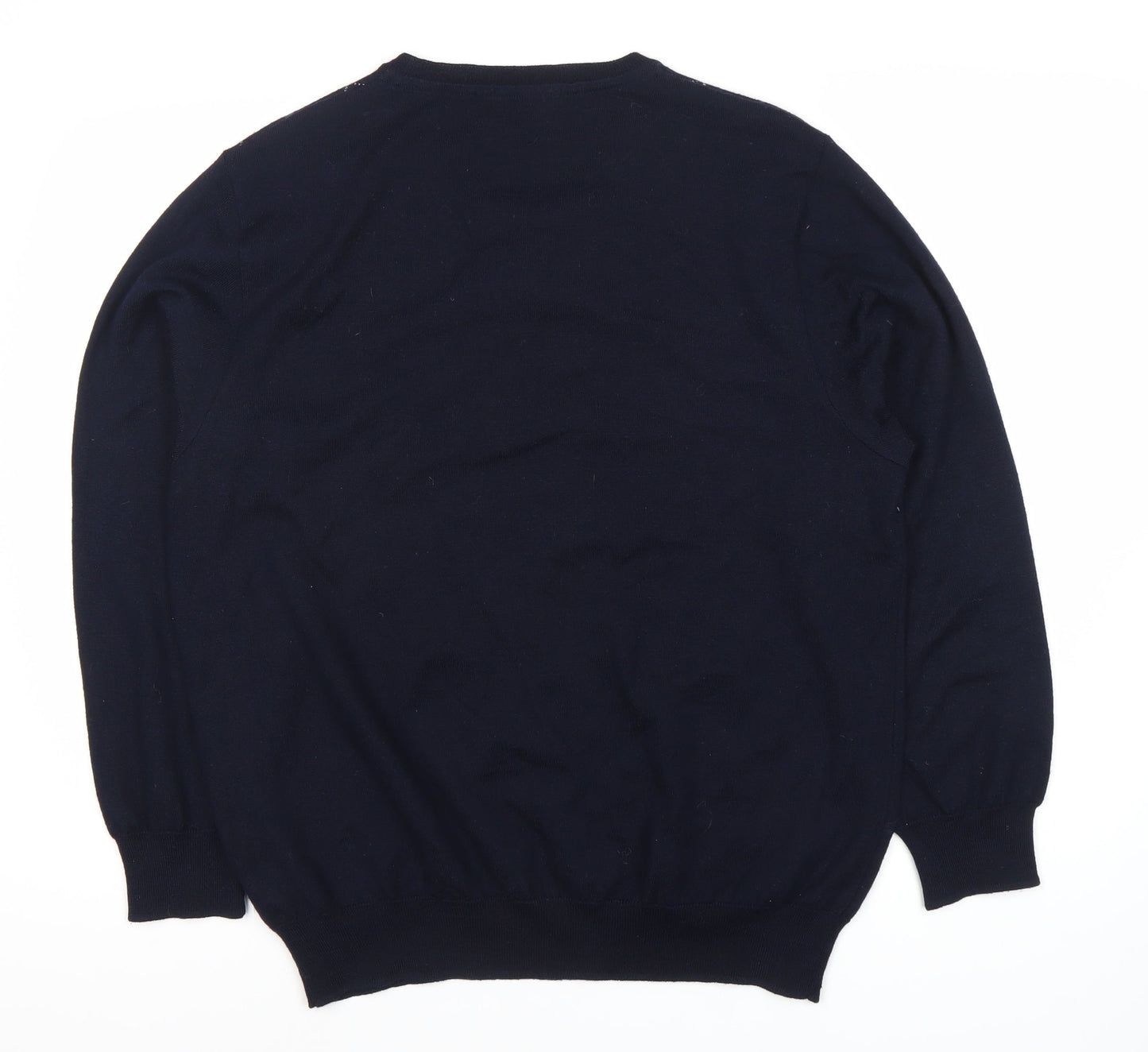 Marks and Spencer Men’s Blue Argyle V-Neck Jumper XL