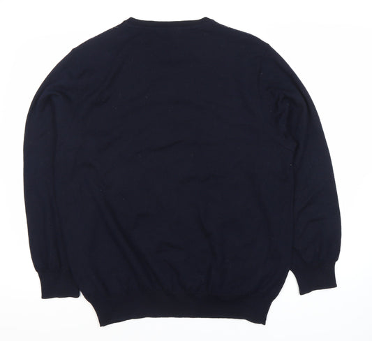 Marks and Spencer Men’s Blue Argyle V-Neck Jumper XL