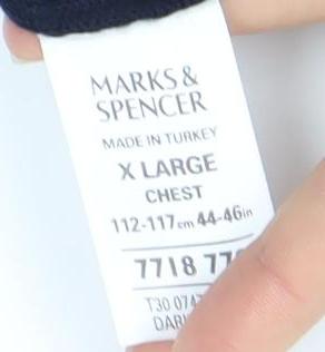 Marks and Spencer Men’s Blue Argyle V-Neck Jumper XL