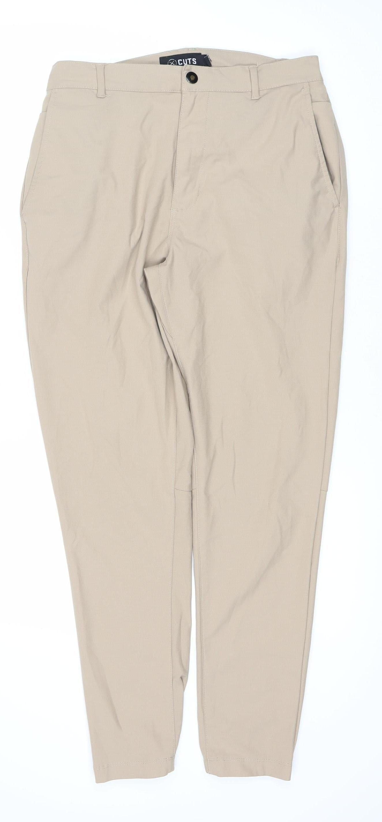Cuts Unisex Beige Tapered Trousers L Polyester