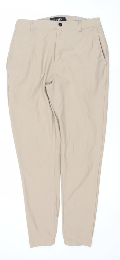Cuts Unisex Beige Tapered Trousers L Polyester