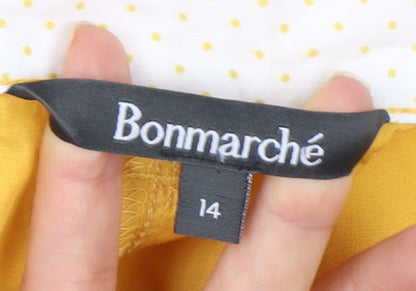 Bonmarché Women's Yellow Cotton Cropped Trousers Size 14