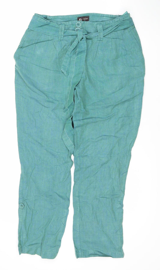 Womens UK Size 12 Principles Regular Fit  Green Trousers