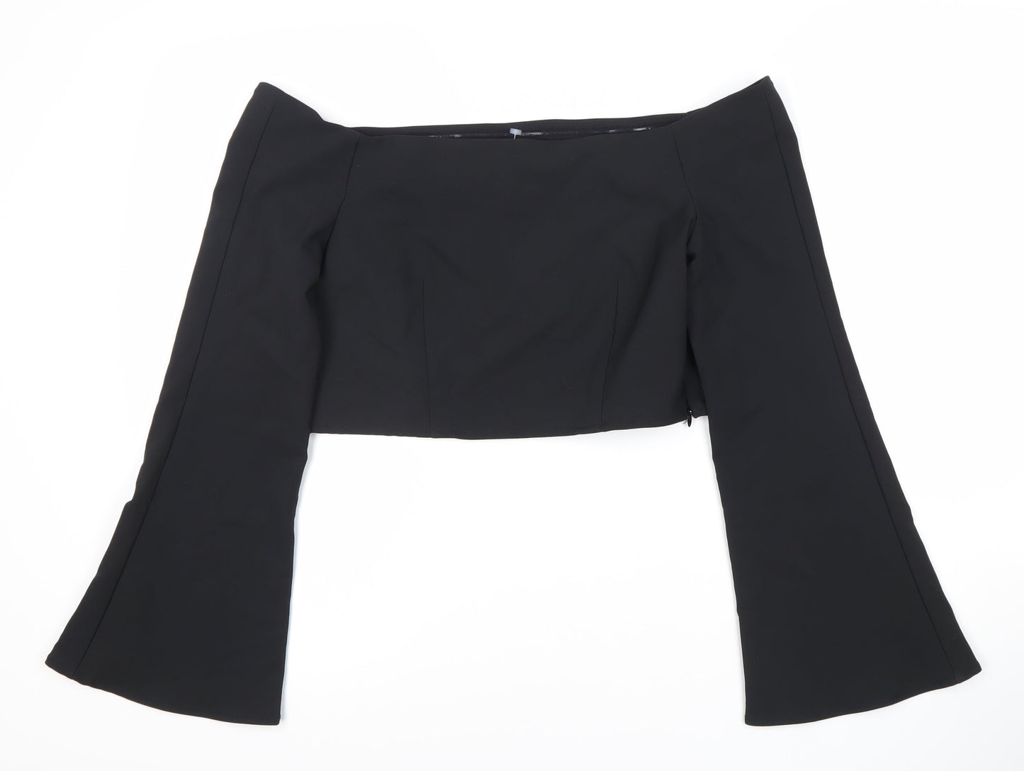 Womens UK Size L Zara Black Cropped Blouse
