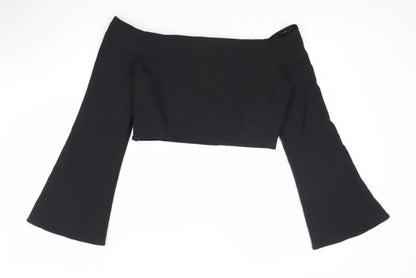 Womens UK Size L Zara Black Cropped Blouse