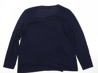 Womens UK Size 14 Roman Navy Wrap Jumper