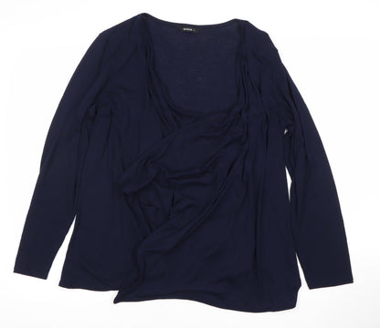 Womens UK Size 14 Roman Navy Wrap Jumper