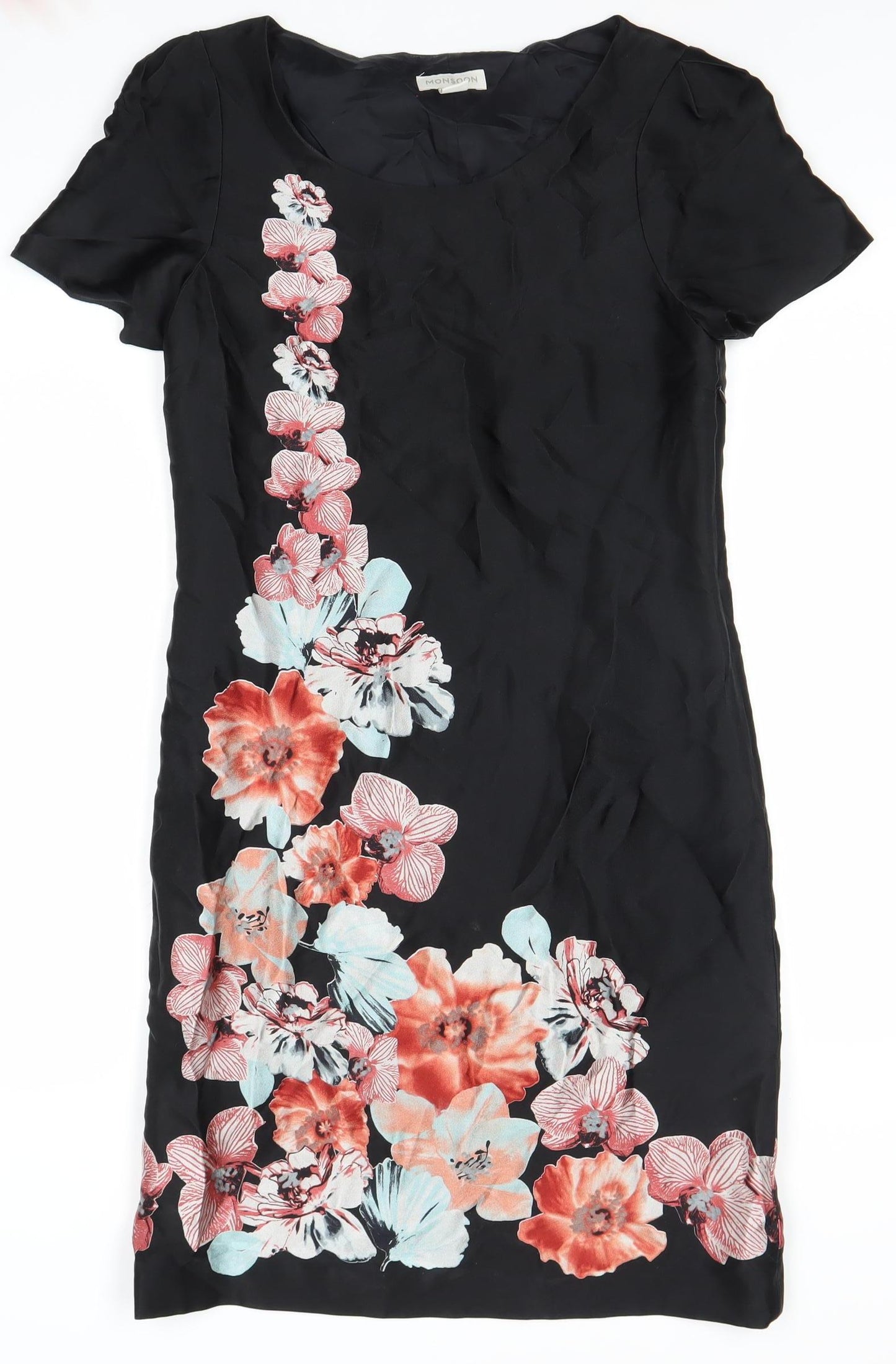 Monsoon Women Black Floral Sheath Dress Size 8