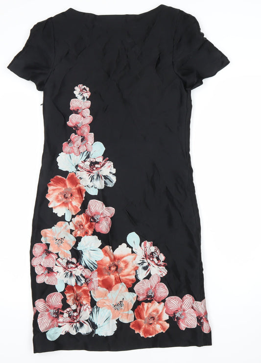Monsoon Women Black Floral Sheath Dress Size 8