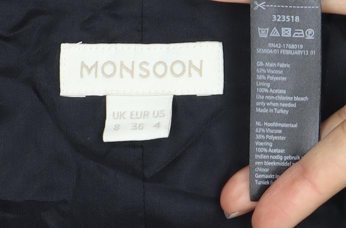 Monsoon Women Black Floral Sheath Dress Size 8