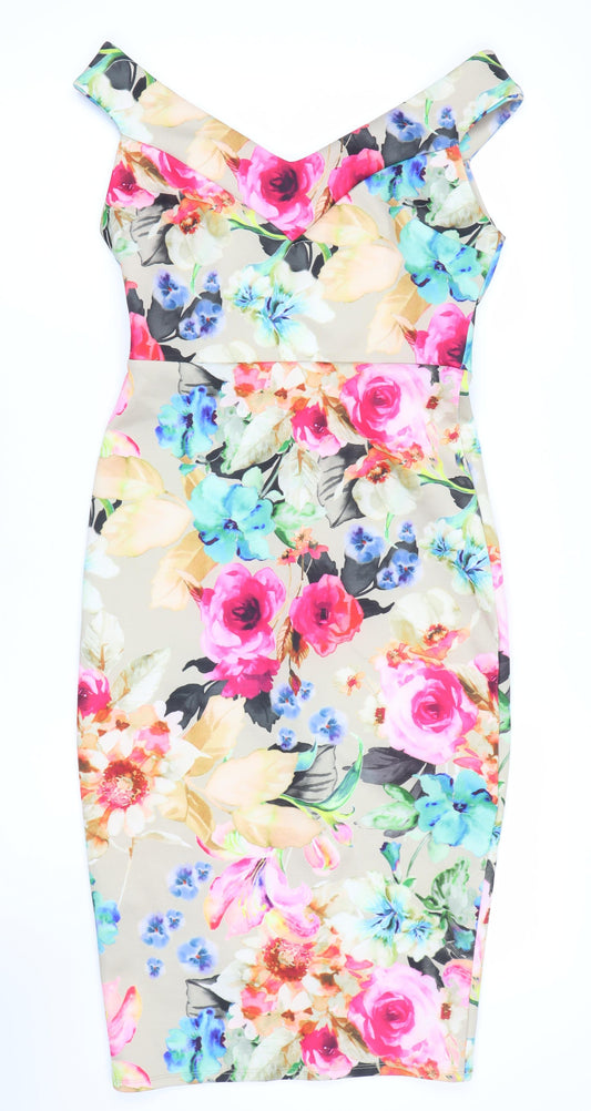 ASOS Women's Multicoloured Floral Sheath Dress Size 8