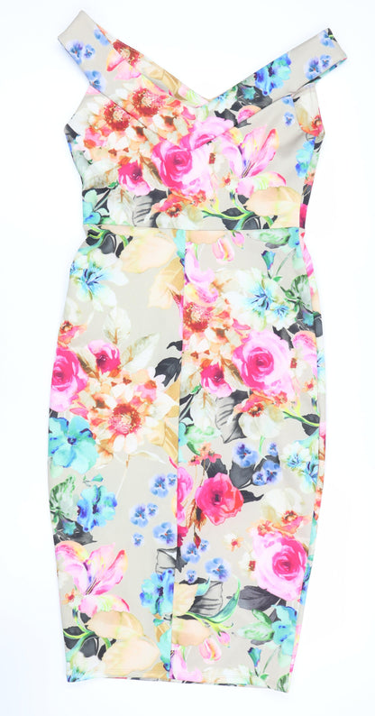 ASOS Women's Multicoloured Floral Sheath Dress Size 8