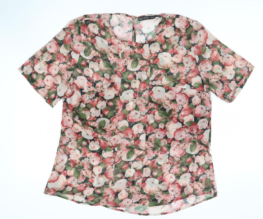 Zara Basic Women's Floral Blouse Size 4 Tunic Style