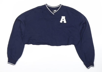 Divided Blue Women's College V-Neck Sweatshirt, Size 12
