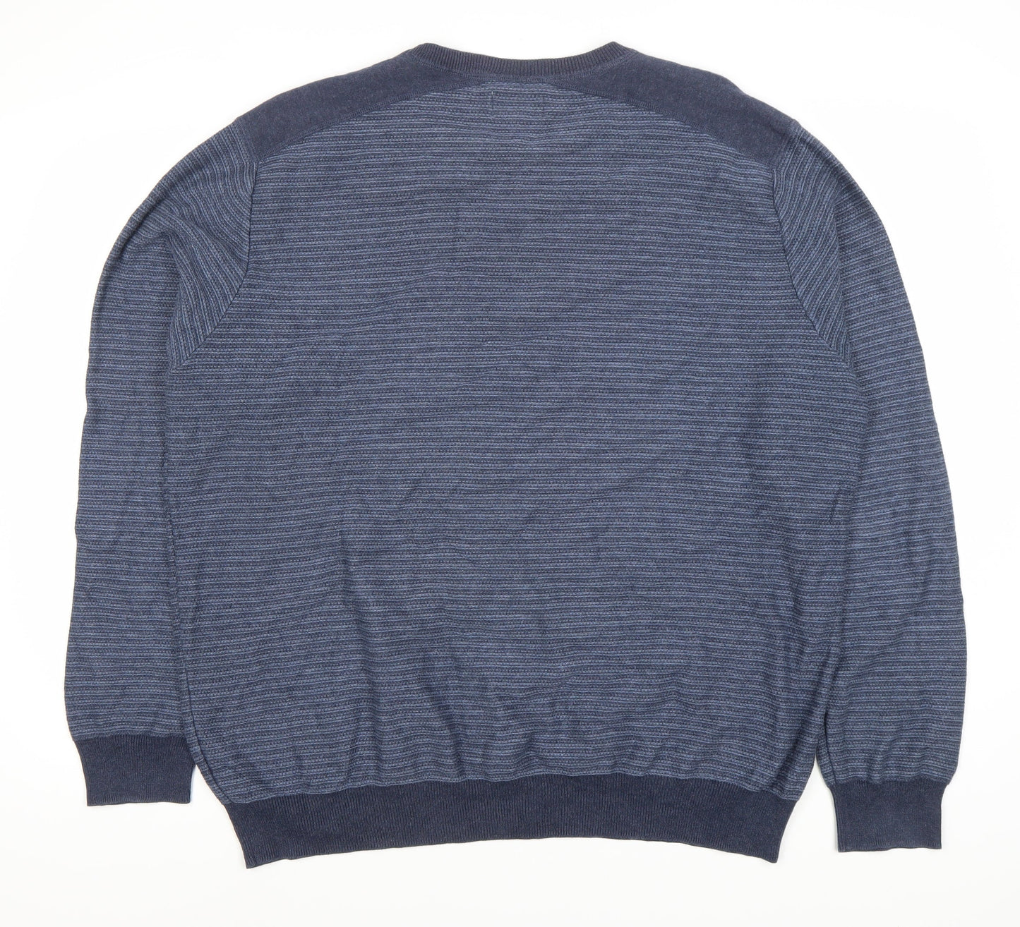 Marks and Spencer Men's Blue Striped 2XL Pullover Jumper