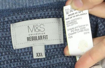 Marks and Spencer Men's Blue Striped 2XL Pullover Jumper