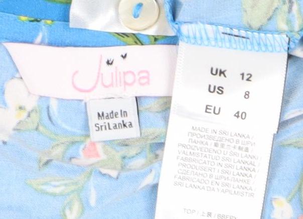 Womens UK Size Size: 12 Julipa Blue Tunic Blouse