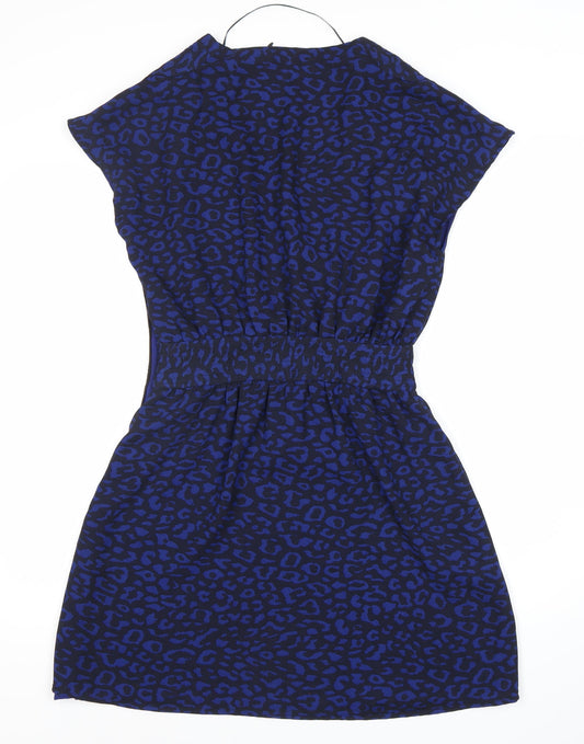 Mango Women's Blue Animal Print Dress Size 8