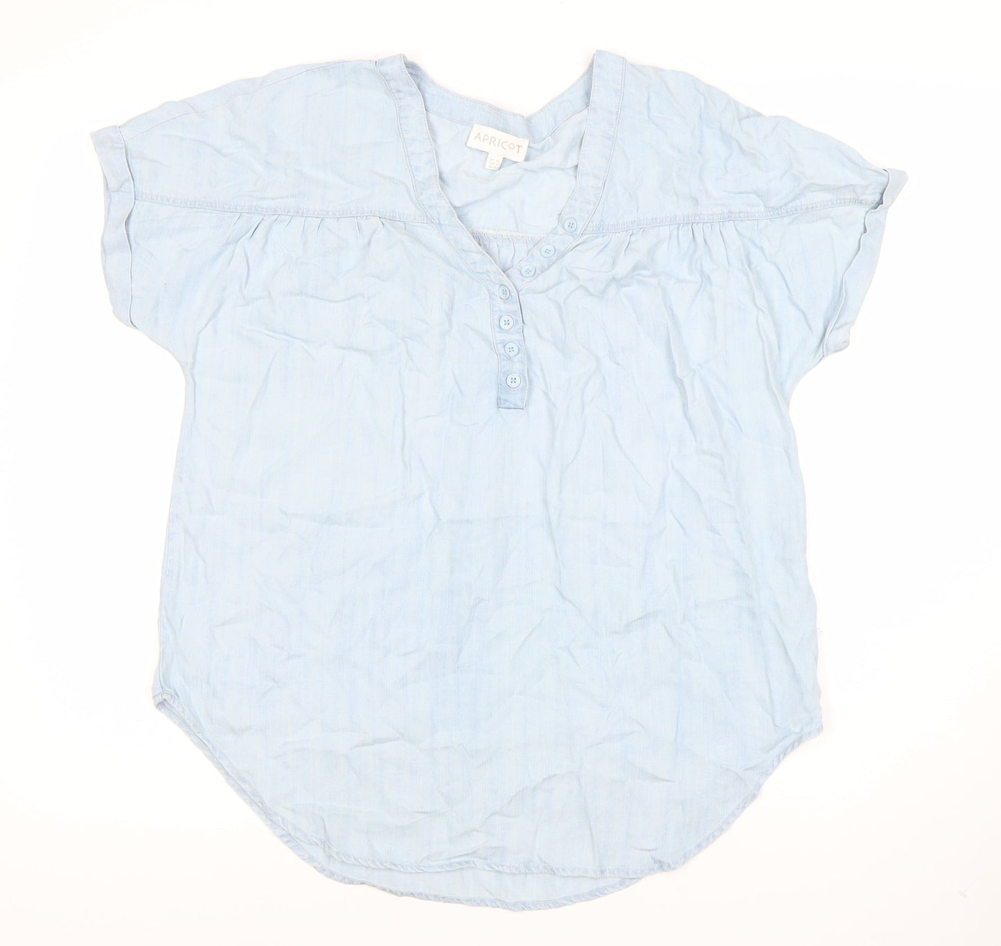 Womens UK Size 10 Apricot Blue Basic Button-Up