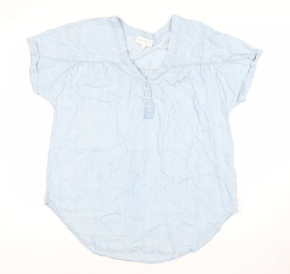 Womens UK Size 10 Apricot Blue Basic Button-Up