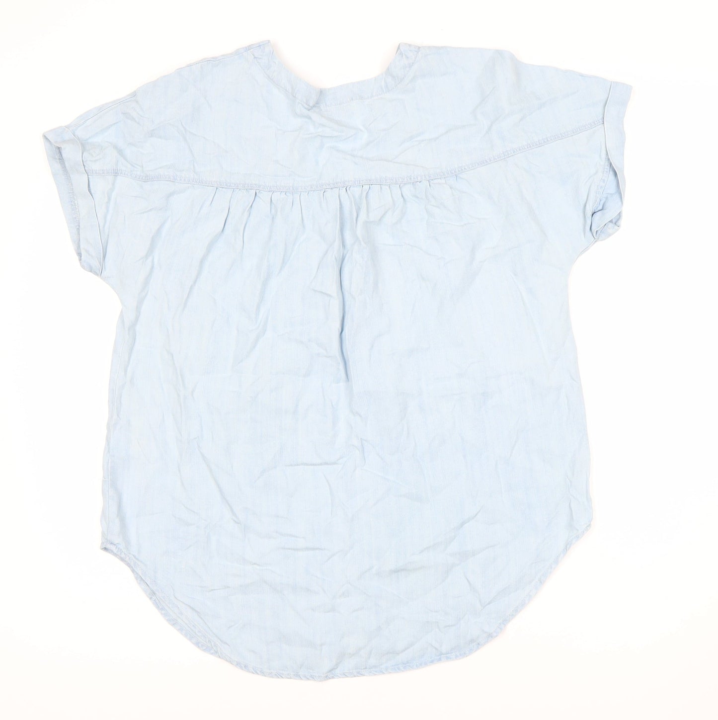 Womens UK Size 10 Apricot Blue Basic Button-Up