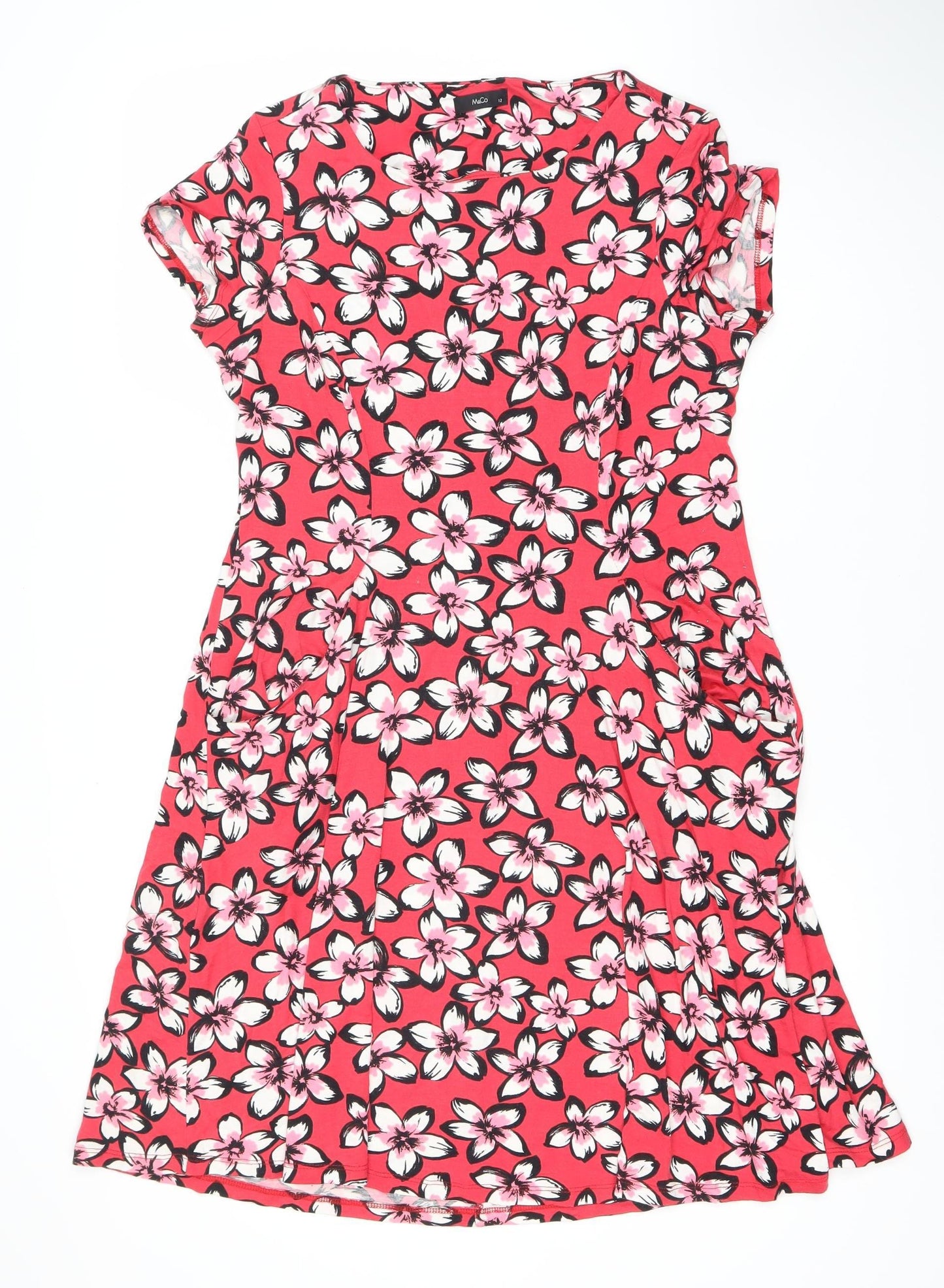 M&Co Women’s Red Floral Dress Size 12