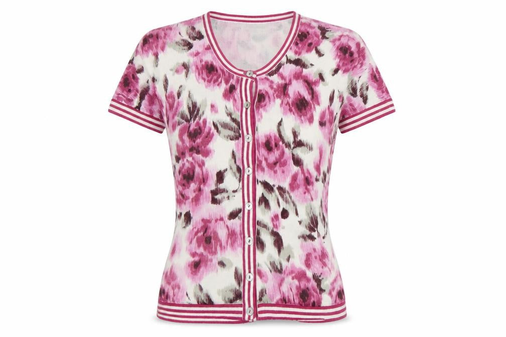 Front view of Linea Women's Floral Cardigan - Multicoloured S