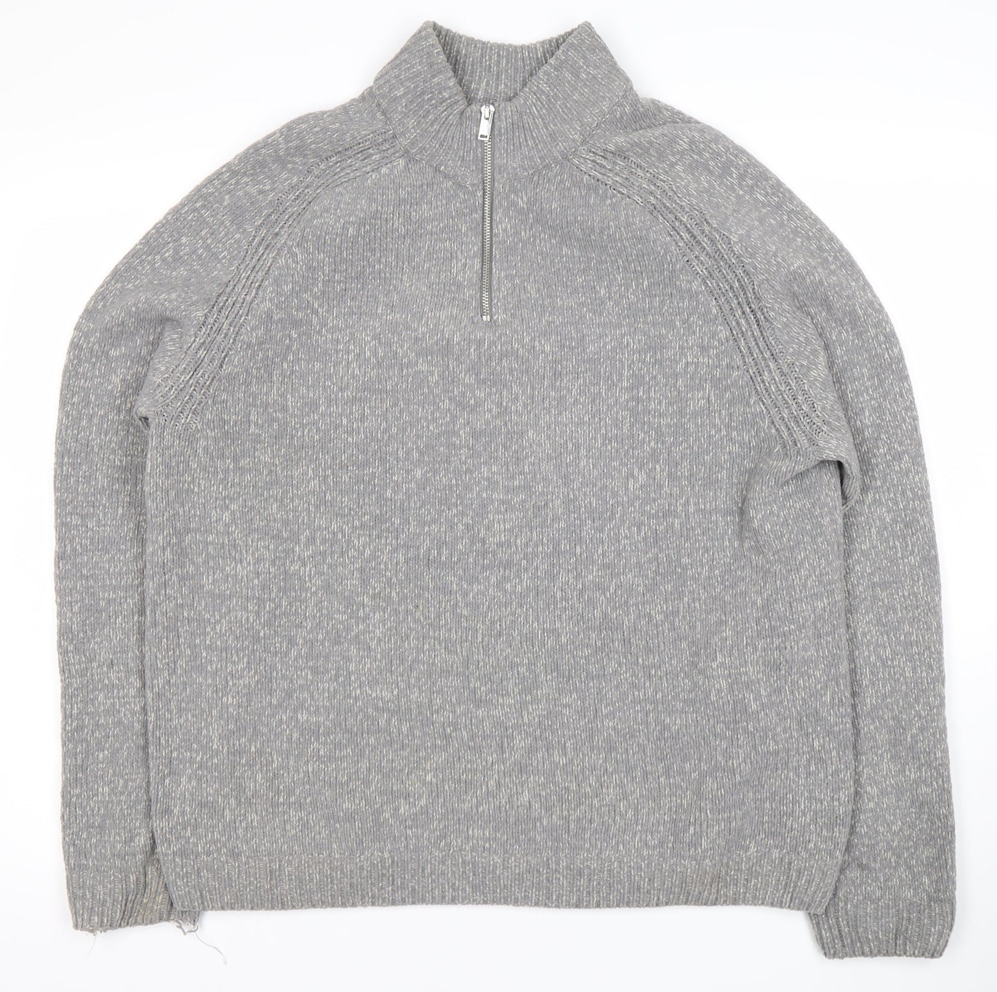 Next Men’s Grey Full Zip Jumper L - Acrylic Wool Blend