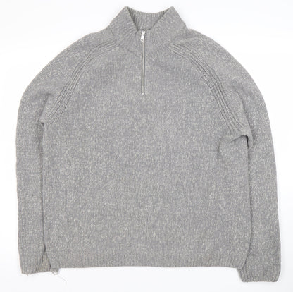 Next Men’s Grey Full Zip Jumper L - Acrylic Wool Blend