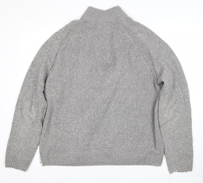 Next Men’s Grey Full Zip Jumper L - Acrylic Wool Blend